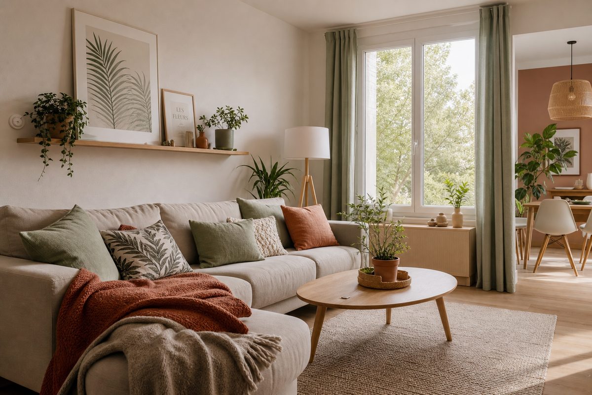 Intérieur de maison chaleureux et lumineux